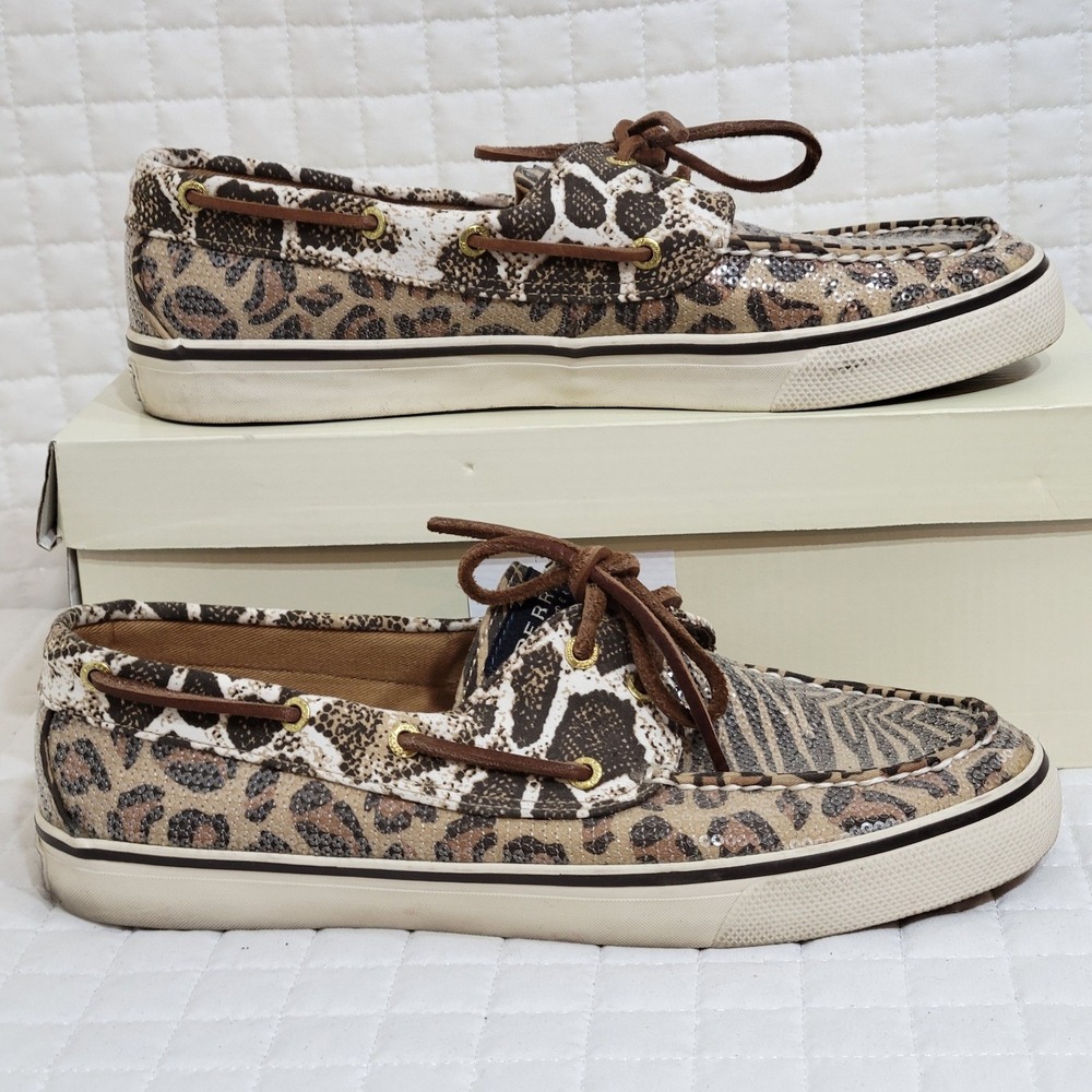 Sperry Top-Sider Women's 9M Boat Shoes Animal Print Sequin Leopard Zebra Snake